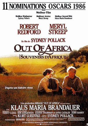 visuel de l'affiche du film Out of Africa